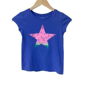 Girls Medium M 8 Gap Kids Purple Short Sleeve Watermelon Star Tee Shirt Top